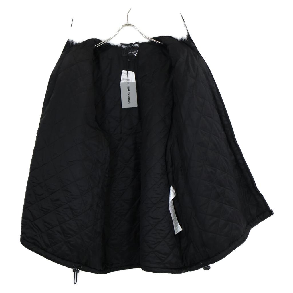 Balenciaga Domestically Authorized 22AW 721789 TNQ30 Back BB Zip-up Fur Coat Jacket/Fur Coat Jacket 32 White X blackUsed