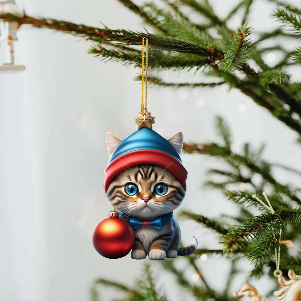 Cartoon süße Katze 2023 Weihnachtsschmuck hängende Dekoration Geschenk Weihnachten hängender Baum personalisierter Anhänger Partyzubehör