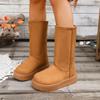 thick-soled tall snow boots for women, winter new casual velvet thickened women's cotton shoes, large-size cotton boots for women