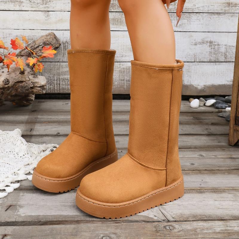 thick-soled tall snow boots for women, winter new casual velvet thickened women's cotton shoes, large-size cotton boots for women