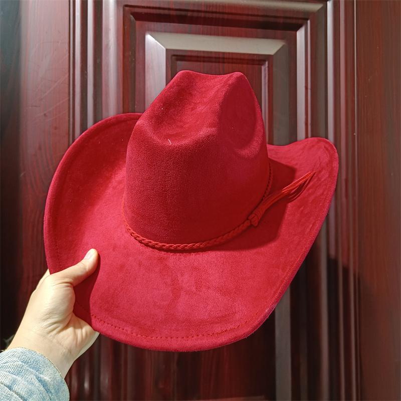 

Suede Hat Camel Color Cowboy Hat New 58cm Cowboy Hat Suede Material Water Drop Top Men s and Women s Knight Hat 56-58cm