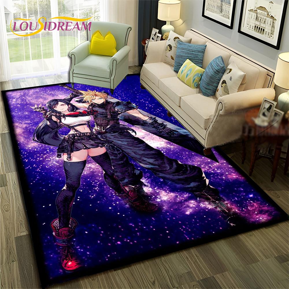 FF14 Gamer HD Final Fantasy Spiel 3D-Teppich für Zuhause, Wohnzimmer, Schlafzimmer, Sofa, Fußmatte, Dekor, Kinderbereich, rutschfeste Bodenmatte