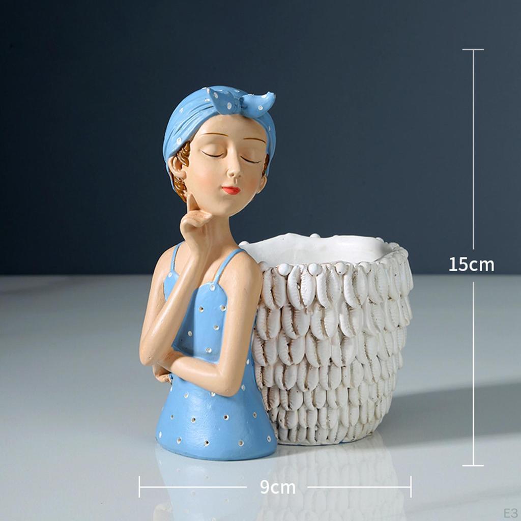 Figurine Storage Pencil Artware Collectible Statue Sculpture for Bedside Table Bedroom Living Room