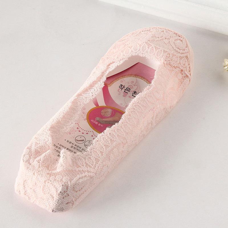 Women Spring and Summer Thin Solid Color Lace Silicone Foot Non Slip Shallow Mouth Invisible Socks