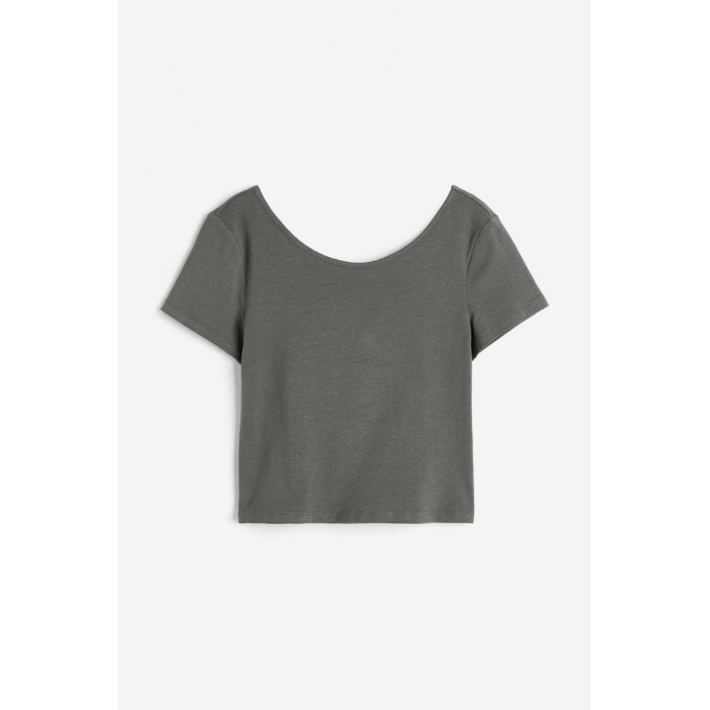 

Футболка HM с низкой спинкой, цвет хаки, зеленый