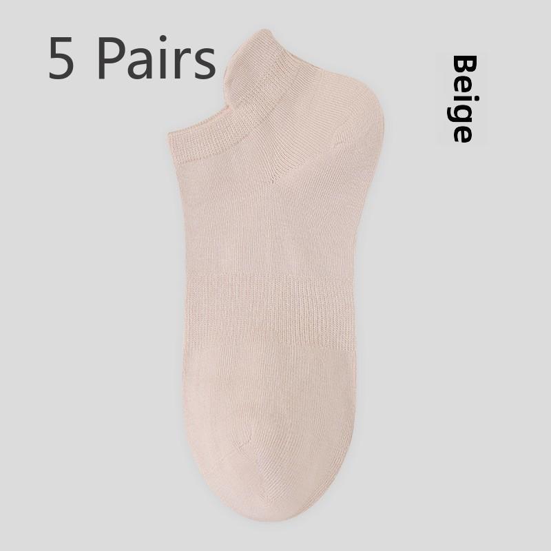 

5 пар женских весенне-летних антибактериальных дышащих антипиллинговых женских носков-лодочек повседневные плотные бескостные женские носки 5 Pairs бежевый