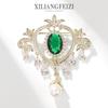 Elegant Zircon Court-Style Brooch with Water Drop Pearl Corsage Pin for Women