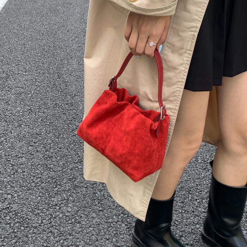 Small Shoulder Bag In Suede Material With Inner Phone Pocket For Fashionable Outings