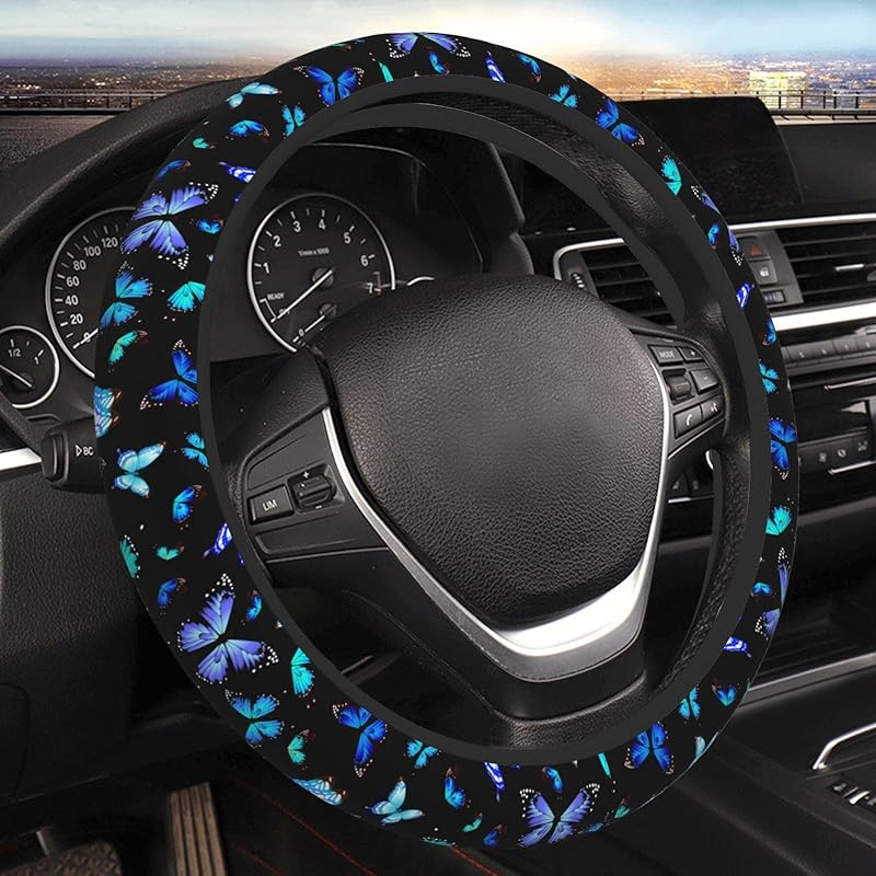Chic Wildflowers Steering Wheel Cover For Men Women Universal Car Accessories 15 Inch Neoprene Auto Interior Decor