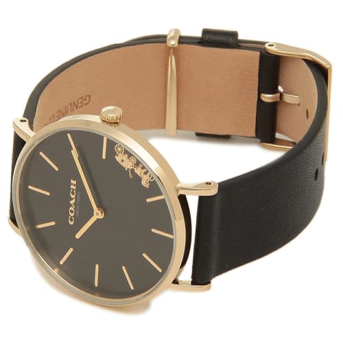 Coach Women's Perry 36mm Quartz Watch with Leather Strap (13) 14503333 Black/Gold