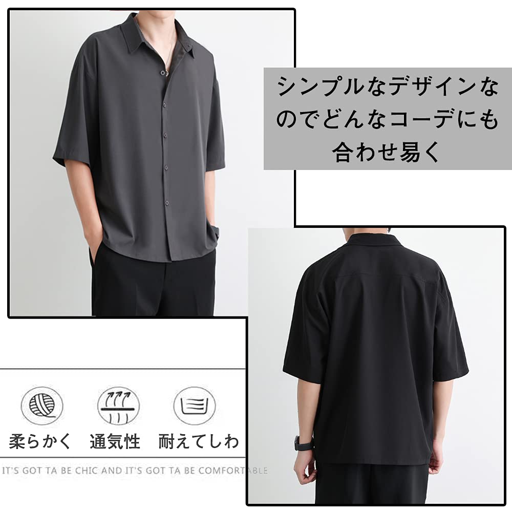 Plain Long Short Sweat Stain Large Dress Short 2XL [Aaronlive] Men's Shirt, Sleeve, Sleeve, Casual, Simple, Stylish, Breathable, Prevention,