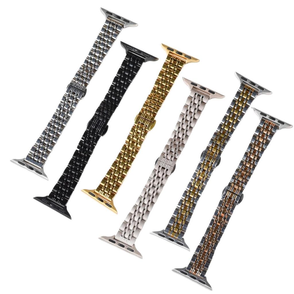 Applicable to Apple iwatch9 seven-bead small waist stainless steel strap apple watch8 women's watch strap