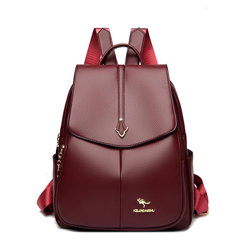 Luxury Women Leather Backpack for Designer Backpacks Vintage Solid Color School Bags Ladies Shoulder Bag Fashion Travel Bags