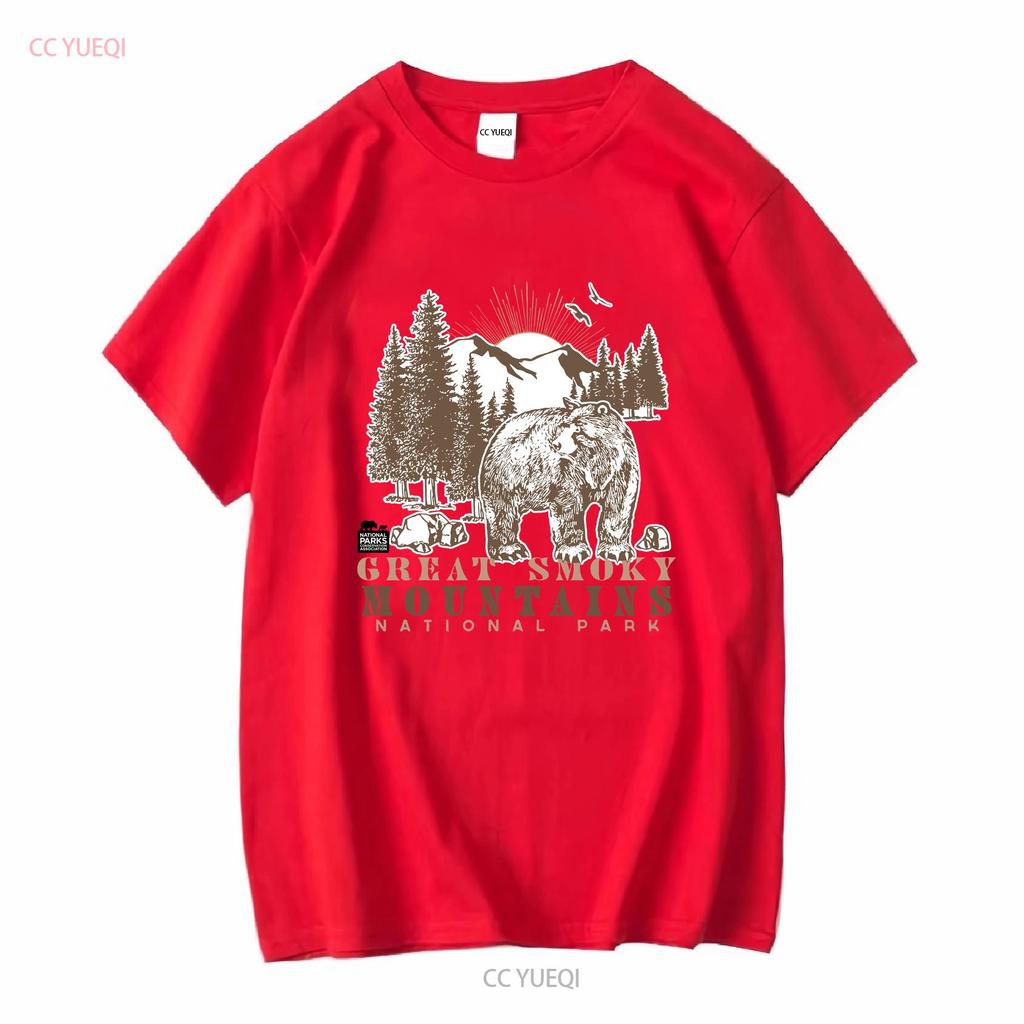 Great Smoky Mountains Bear in the Woods Mens T Shirt long or short sleeves vintage Washed Top For Everyday Wear Stylish