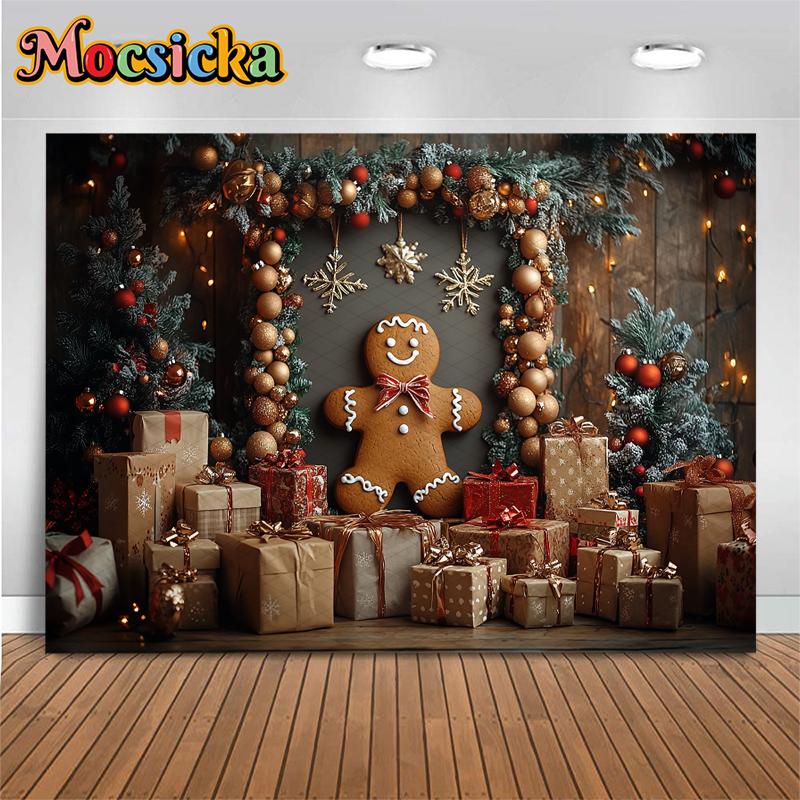 Mocsicka Christmas Background Photography Home Gift Xmas Tree Decoration Baby Shower Photo Backdrop Shooting Props Studio Banner