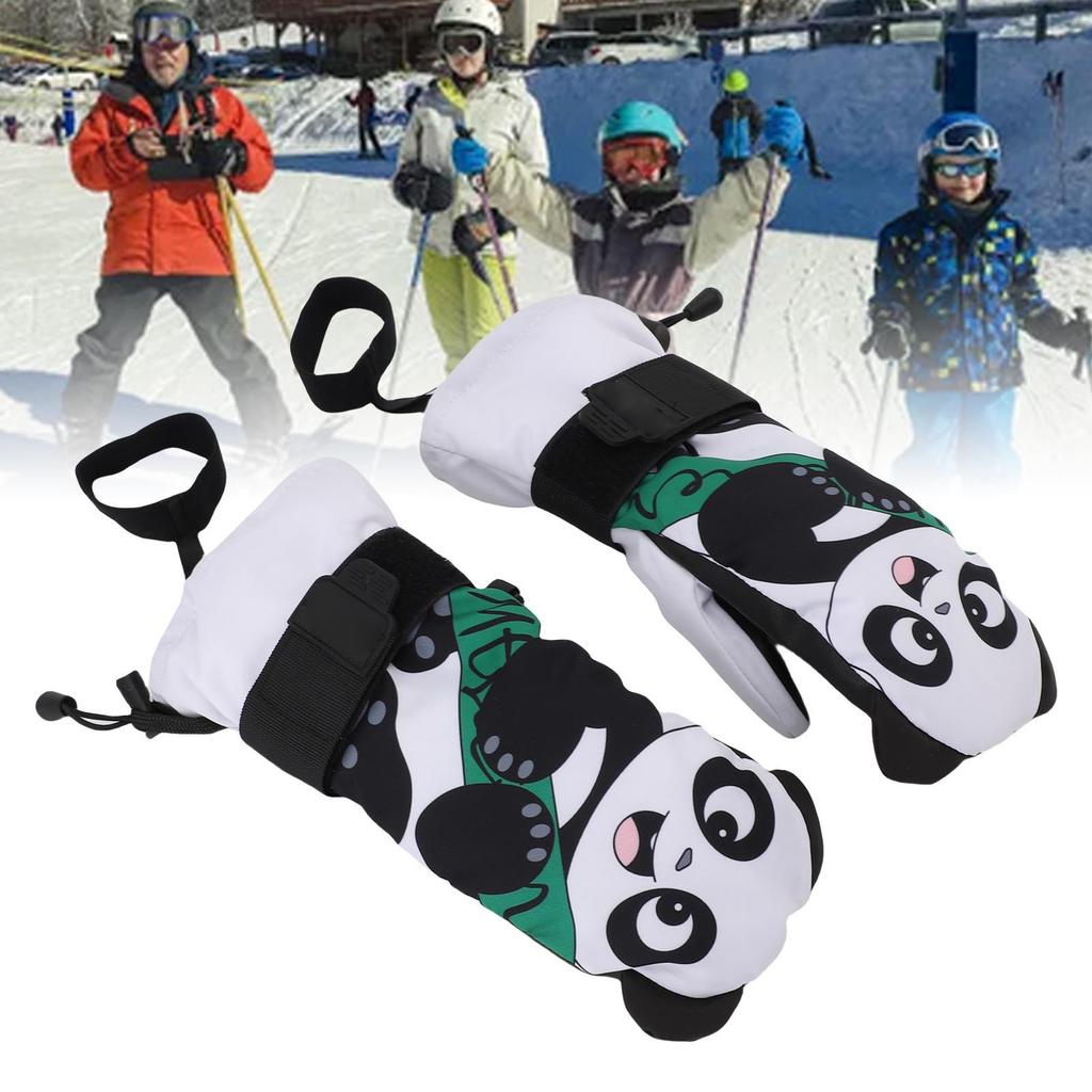 1 Pair Junior Skiing Gloves Anti Slip Snow Mitts Warm Abrasion Proof Rainproof Snowboard Gloves
