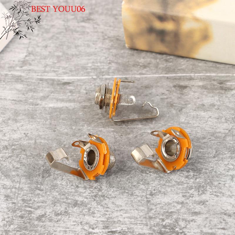 (YOUU06)5pcs Electric Guitar Input Jack For Electric Guitar Bass Guitar 1/4"" (6.35mm) 6.5MM Mono Jack Socket Nut & Washer