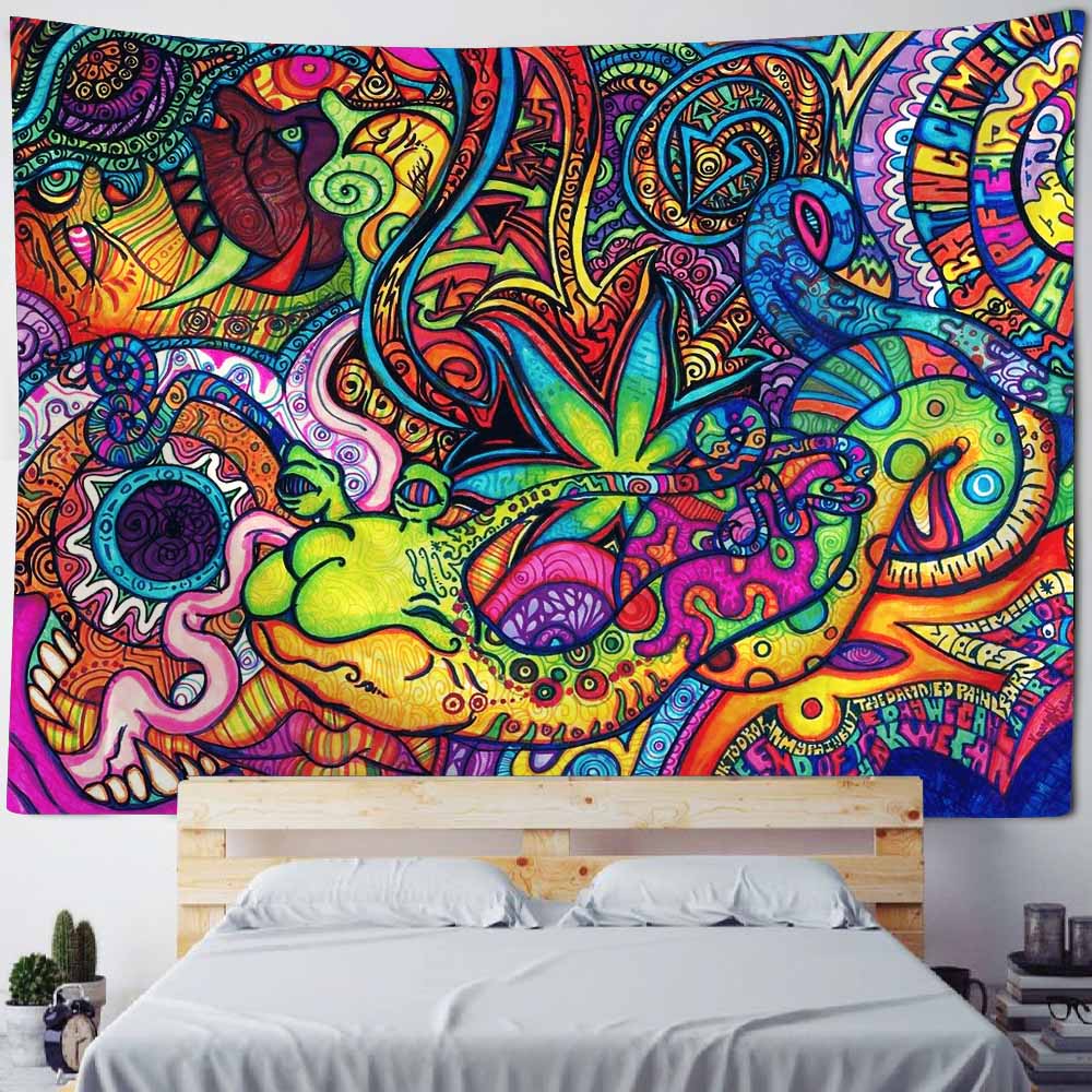 Psychedelic Scene Tapestry Meditation Buddha Chakra Wall Hanging Boho Hippie Witchcraft TAPIZ Sci-Fi Skull Art Room Home Decor