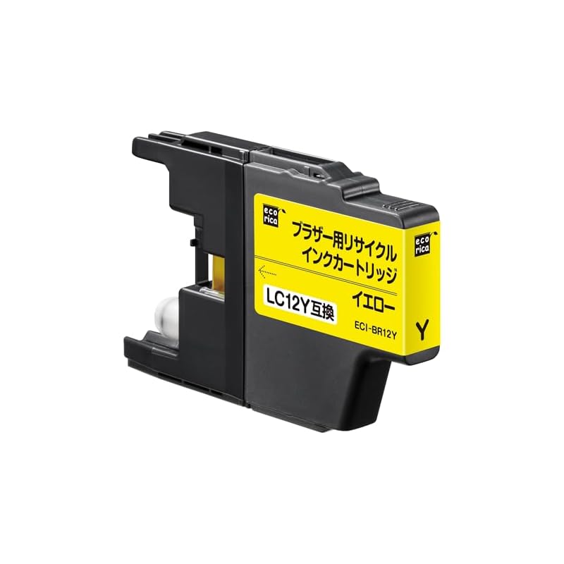 Ecorica Brother LC12Y Compatible Recycled Ink, Standard Capacity, Yellow/Dye, for
