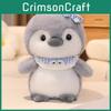 Cute Cartoon Penguin With Butterfly Headwear And Scarf Plush Toy Doll Gift For