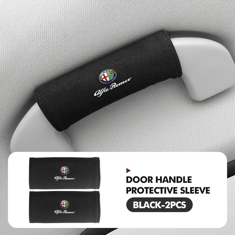 2pcs Suede Car Roof Handle Ceiling Armrest Cover Accessories For Alfa Romeo 159 Giulietta Giulia 147 Mito 156 159 166 GT Stelvio Duw753
