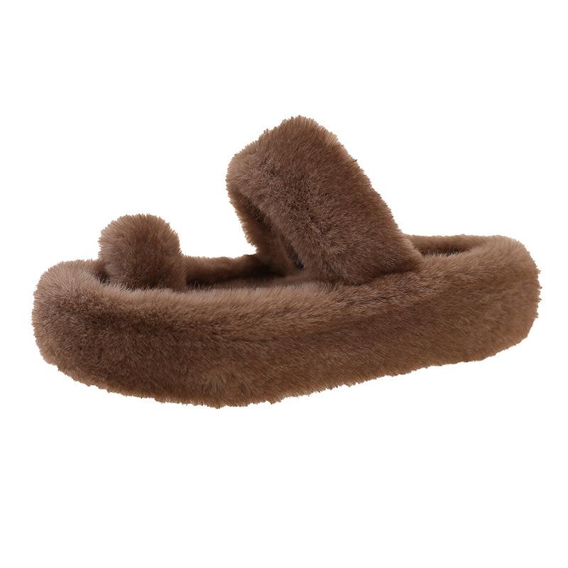 

Internet celebrity heightened thick-soled fluffy slippers women s 2025 autumn and winter super fire versatile retro foreign style cover toe cotton sli 41