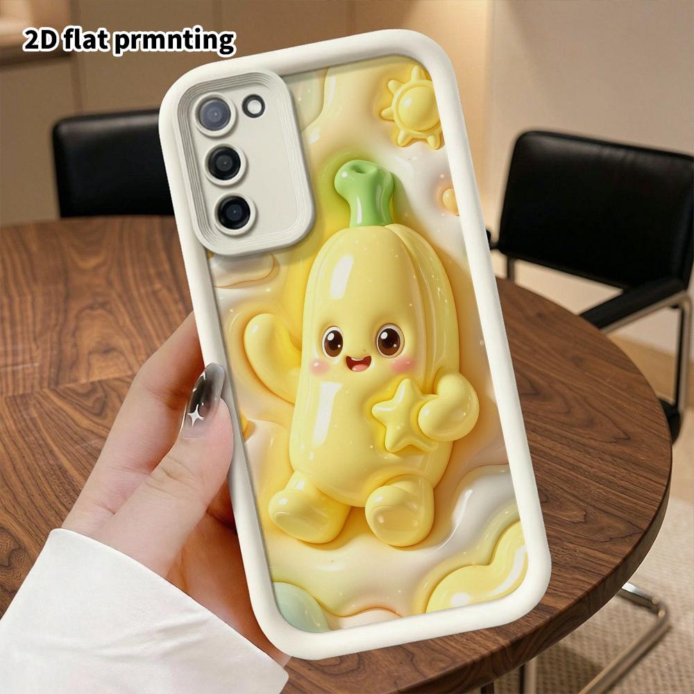 Phone case: 2D flat, compatible with Samsung Galaxy A34 A35 M05 M06 S20 S22 S21 FE Plus 5G protective cases, little banana character, perfect Christma