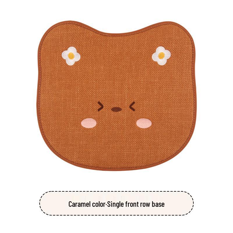 Universal Car Seat Cushion - Cute Cartoon Bear Design for Leapmotor C10/B01/B10/C11, Cotton Linen Fabric for All Seasons