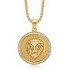 Europe, America, Jewelry, Gold-plated Diamond Round Brand Lion Head Pendant Fashionable and Exquisite Men's and Women's Jewelry Accessories