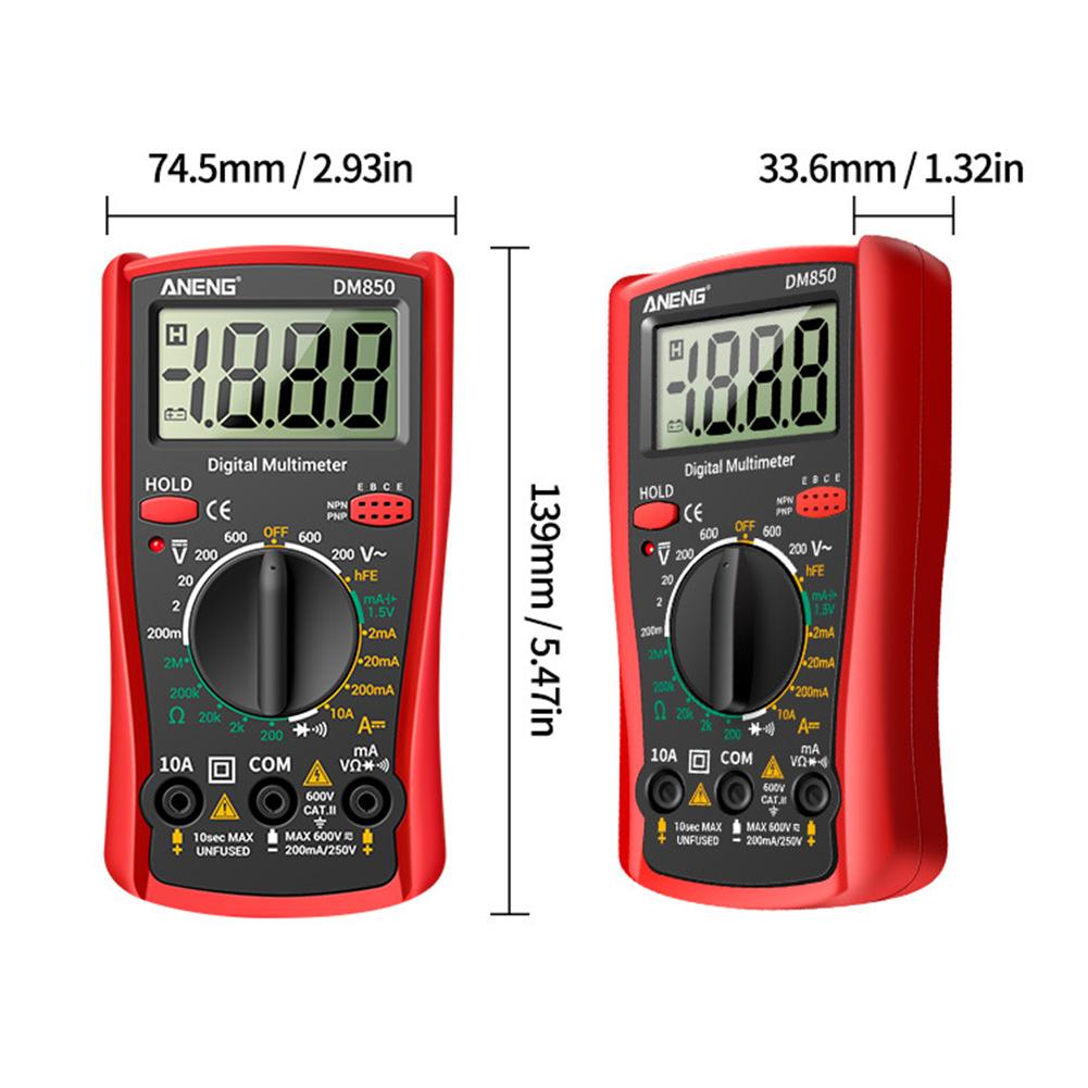 Digital Multimeter Tester, Electric DC AC Voltmeter, Measures Resistance, Diode, LCD Backlit Display, Stretchable 45° Height Adjustable Kickstand