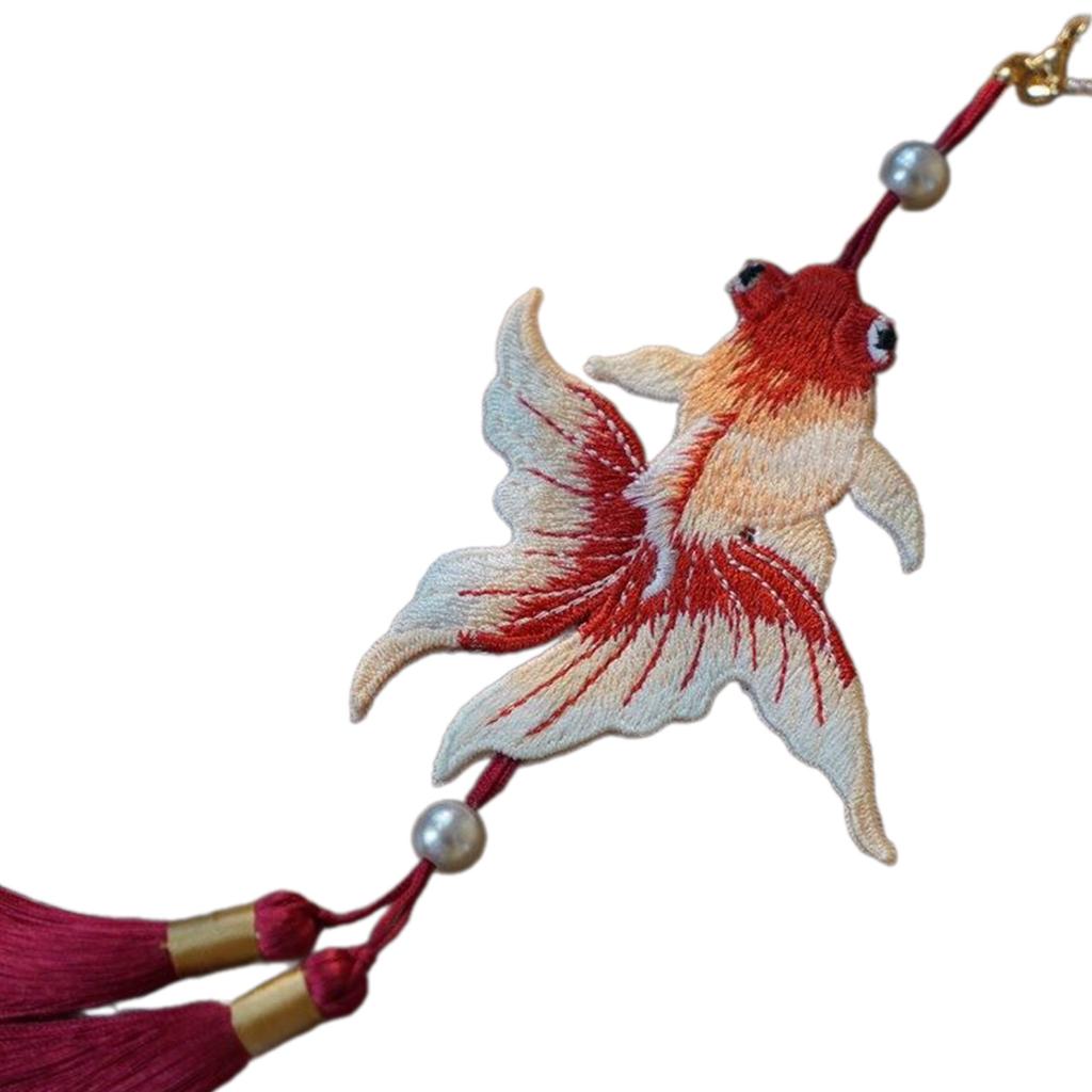 Vintage Tassels Pendant Embroidered Fish Decoration Car Hanging Ornament Handmade Crafts Hanfu Costume Accessories