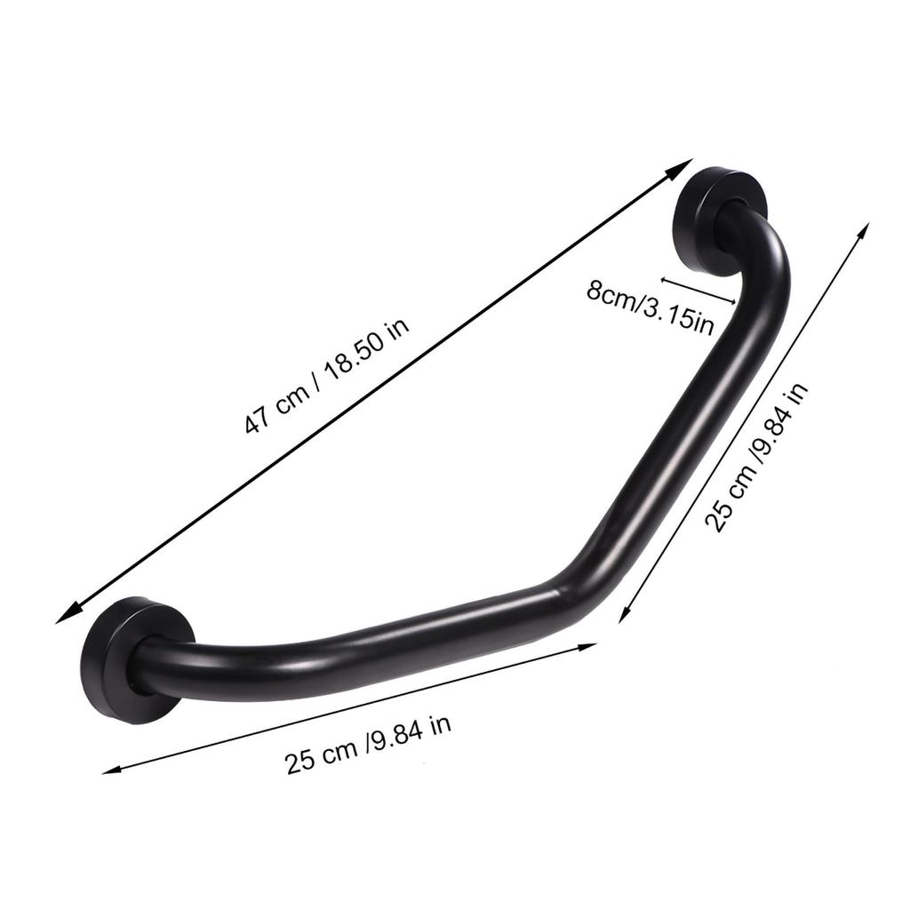 Stainless Steel Curved Shower Tub Safety Grab Bar Towel Rack Wall Mounted Bathroom Handrail