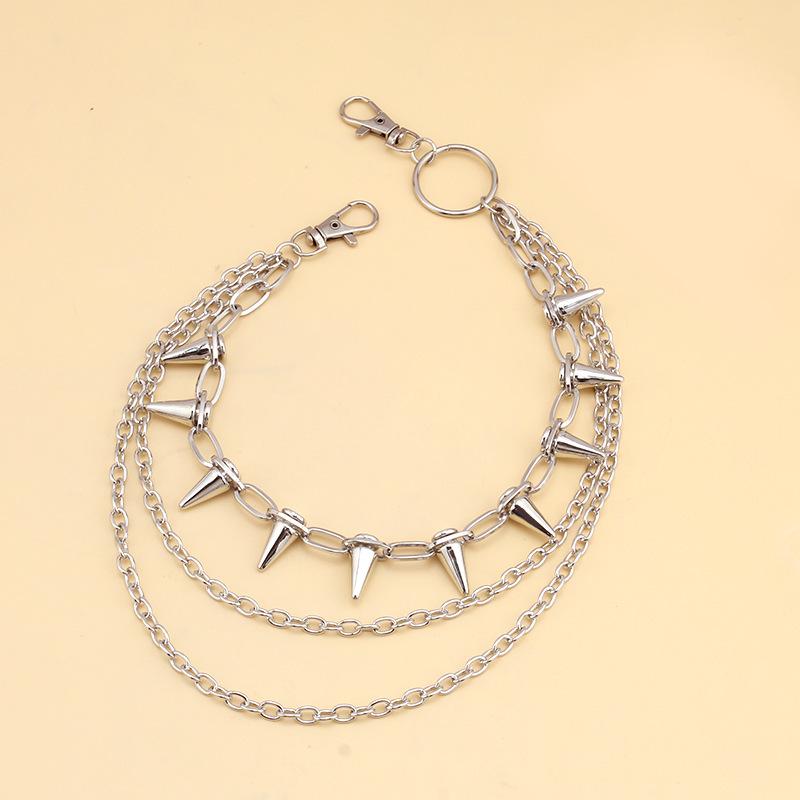 Multi-layer Hip Hop Punk Metal Rivet Waist Chain for Stage Performance