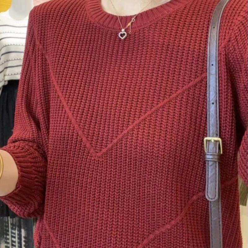 

Женский вязаный свитер осенне-зимней моды с круглым вырезом, базовый слой, с длинным рукавом, свободный, для ношения под одеждой 3XL