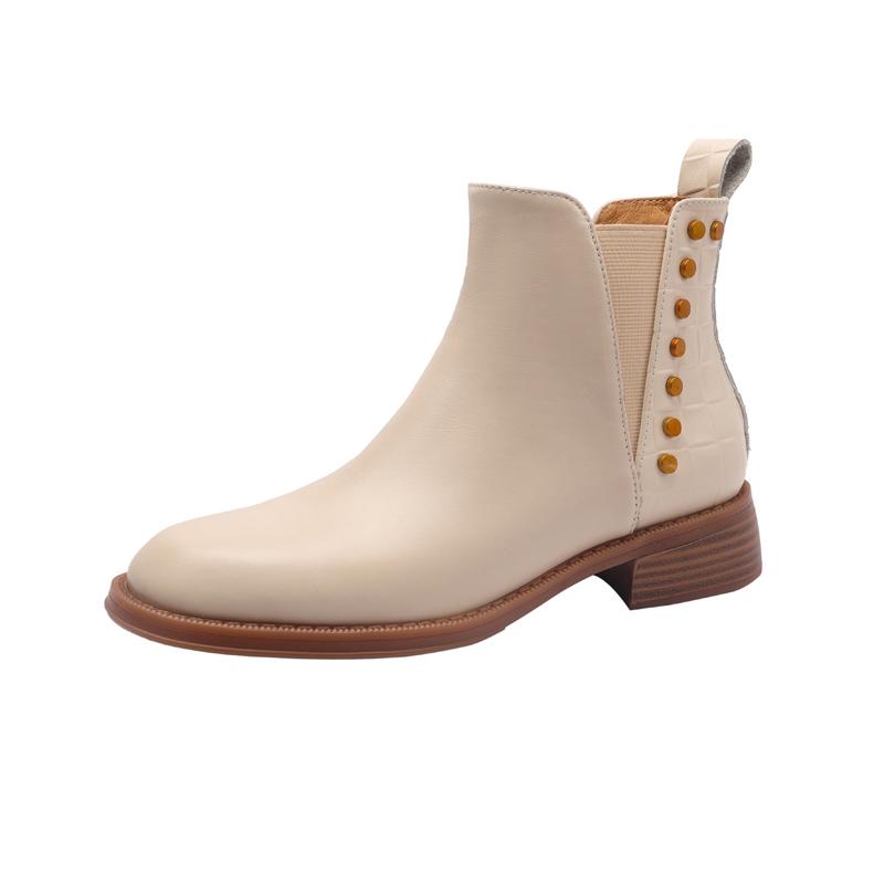 Fashion 2025 Autumn/Winter Women Boots Genuine Leather Women Shoes Round Toe Chunky Heel Shoes Ankle Boots Modern Chelsea Boots