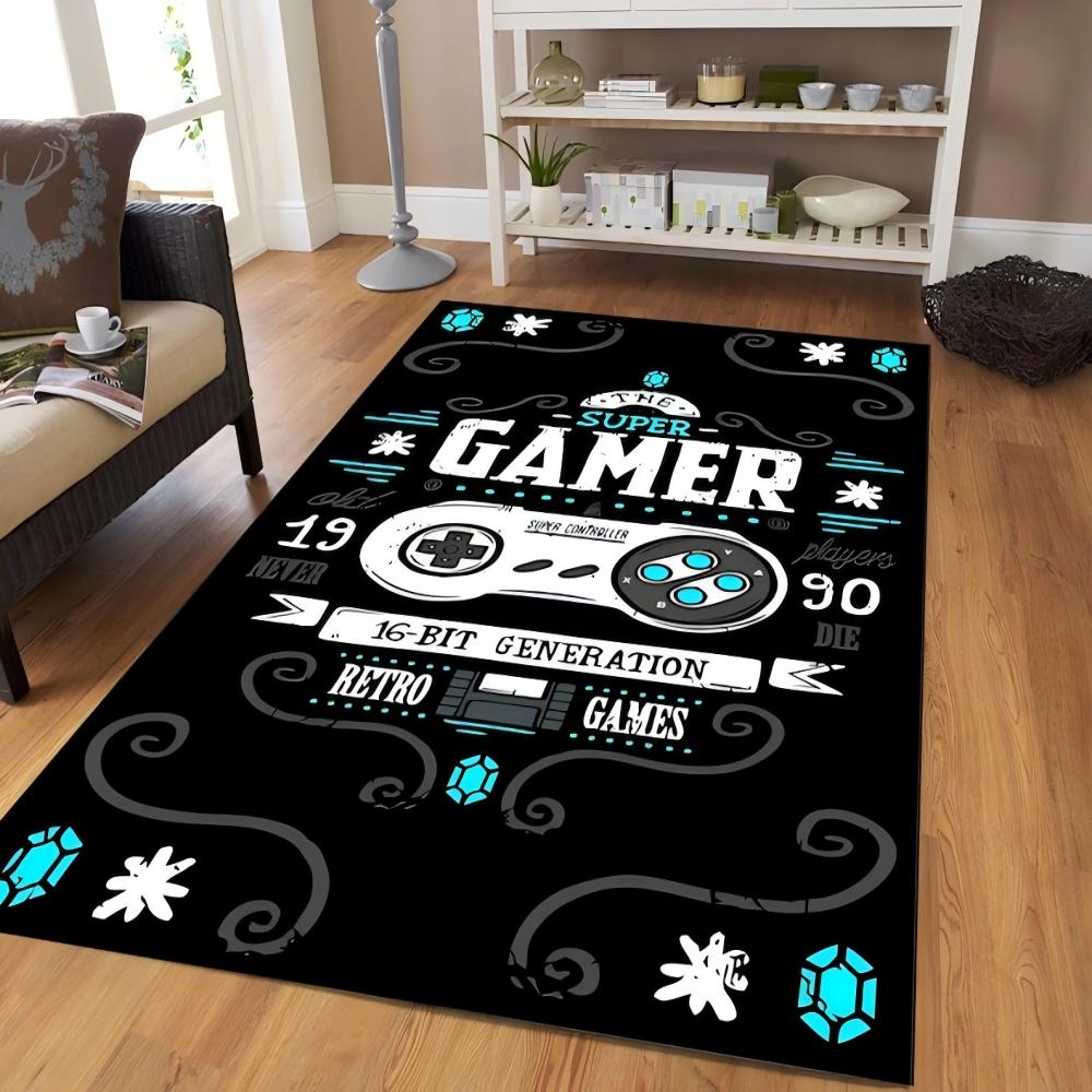 

Gaming Carpet Mat Rug Home Decoration Retro Controller Pattern Area Rug Kids Living Room Bedroom Floor Decor Pad Bedroom Carpet 40X60cm