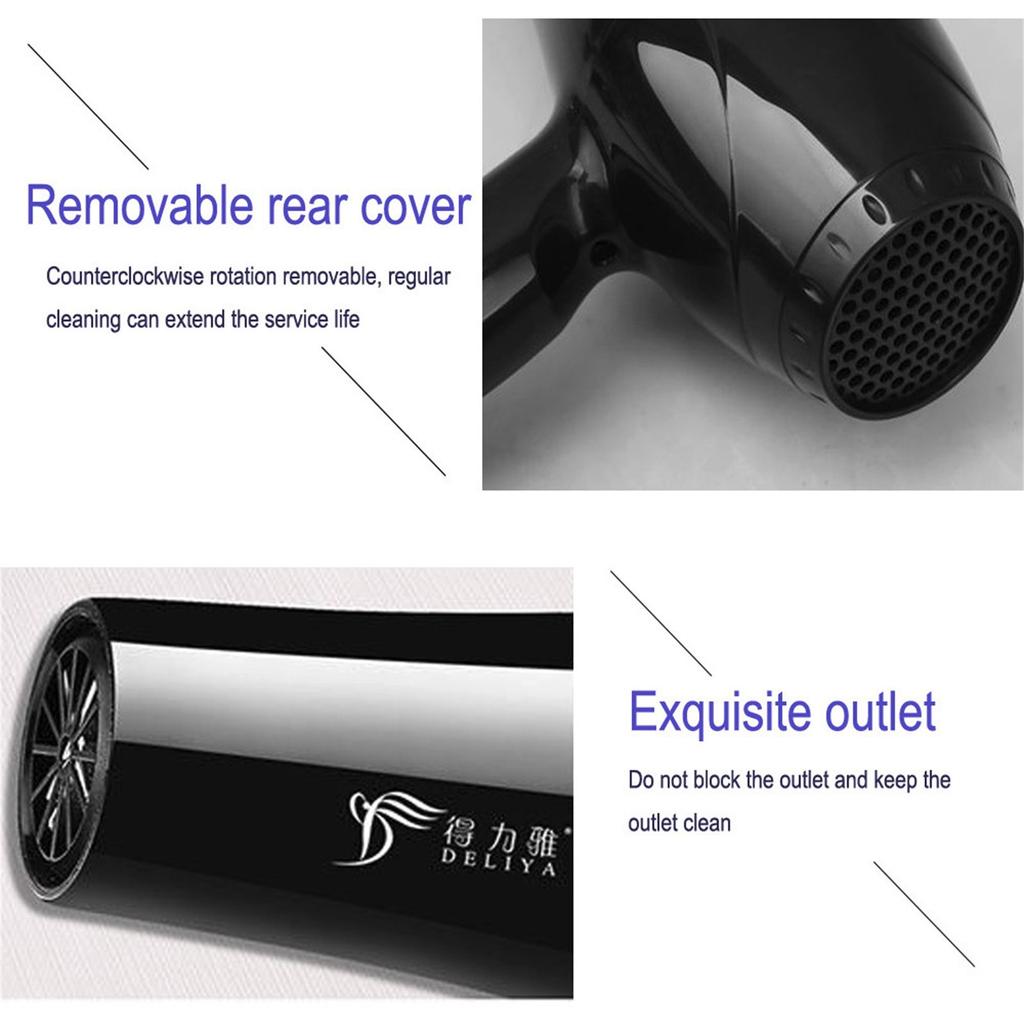 Household Hair Blow Dryer 2200W Black Heat Blower Dryer Beauty Salon Portable Hair Blow