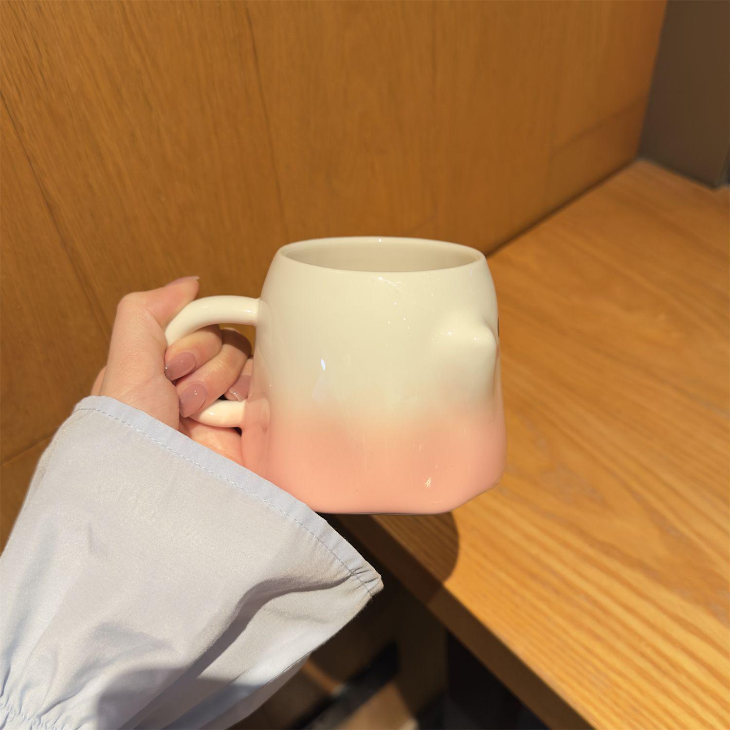 Ghost Ceramic Mug with Lid - Unique Birthday Gift for Boyfriend or Girlfriend Blue Hat Ghost