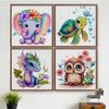 4pcs Full Embroidery Eco-cotton Thread 18CT Printed Animal Cross Stitch Artwork