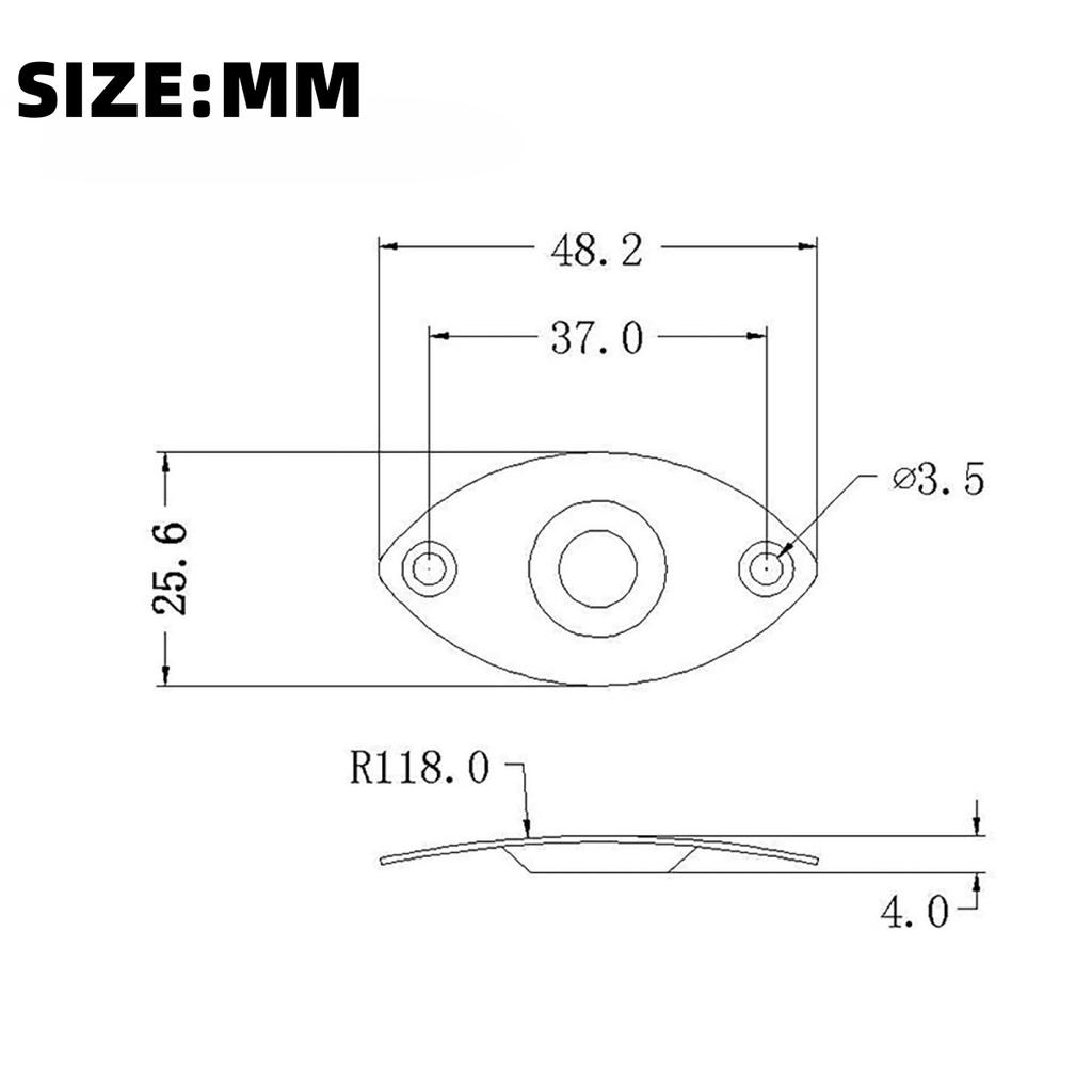 Metall Elliptische Katzenaugen-Platte Eingangsbuchse(1/4 ") Mono-Elektrogitarrenbuchse mit 2 Schrauben, professionell für TL-E-Gitarre