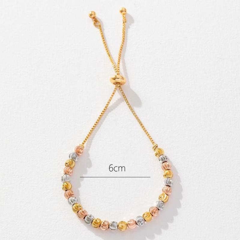 Adjustable Gold Plated Tone Beaded Bracelet Tarnish Resistant Minimalist Fashion Jewelry for Women Daily Wear Gift