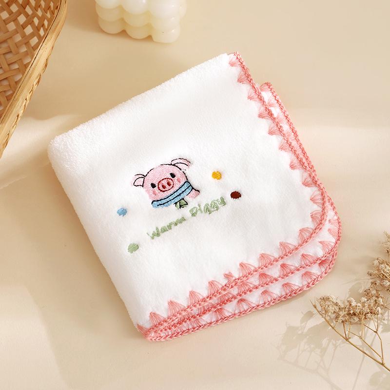 Soft Cute Cartoon Coral Fleece Hanging Hand Towel - Absorbent Kitchen Wiping Cloth