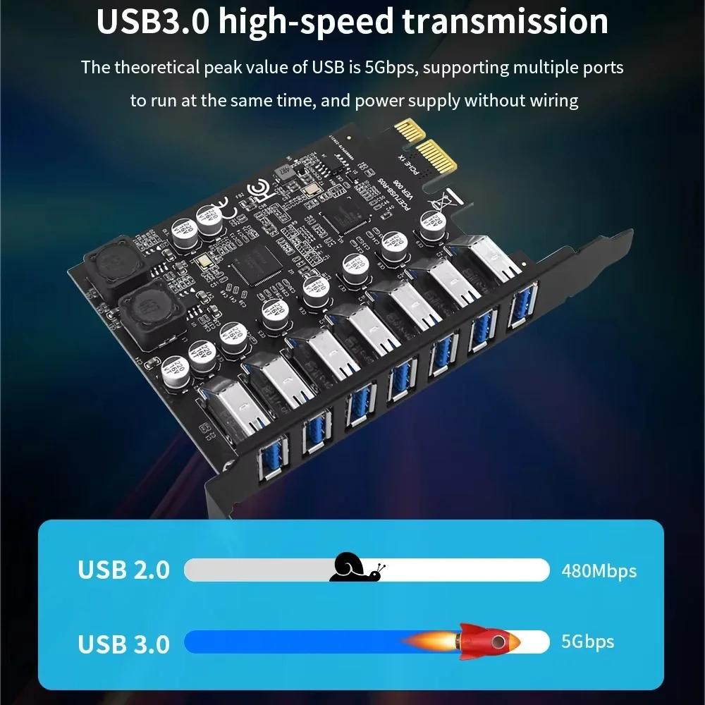 PCIe USB 3.0 Card Expansion 5Gbps 7 Port USB3.0 Hub Adapter PCI Express To USB Expansion Card Converter for Desktop PC Host Card