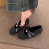 Temperament British Fairy Shoes Mary Jane Shoes Round Head Elegant Retro Season Bow Thick Heel