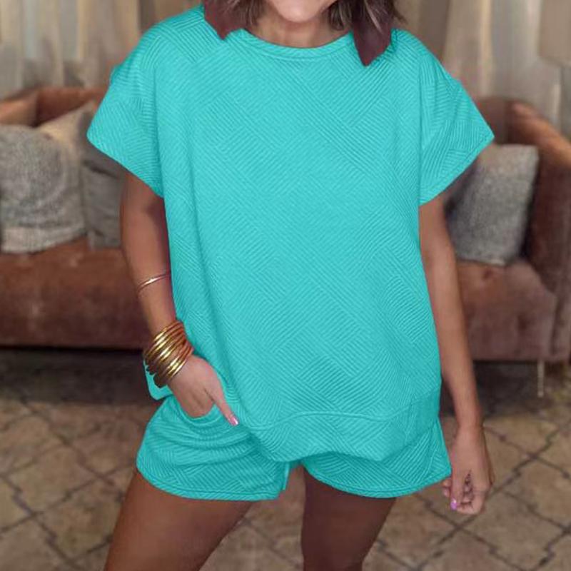 

Женский спортивный костюм из двух частей, футболка и повседневные пляжные шорты, женская повседневная спортивная одежда, спортивный костюм для бега и фитнеса, спортивный костюм S циан