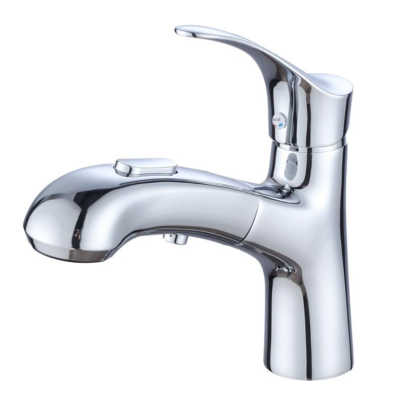 

Basin Pull-out Faucet Household Black/silver Single-hole Cold and Hot Mixing Valve Tap 360° Rotation Faucet Bathroom Accessories серебряный