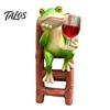 Creative Home Decor Items Resin Frog on Ladder Statue, Funny Holding Wine Glass Figurine, Whimsical Desk Accessories Garden Plant Pot Hanging Ornament