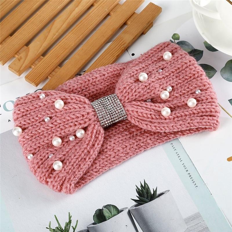 Buy Turban Kitting Pearl Headband Winter New Headwear Crystal