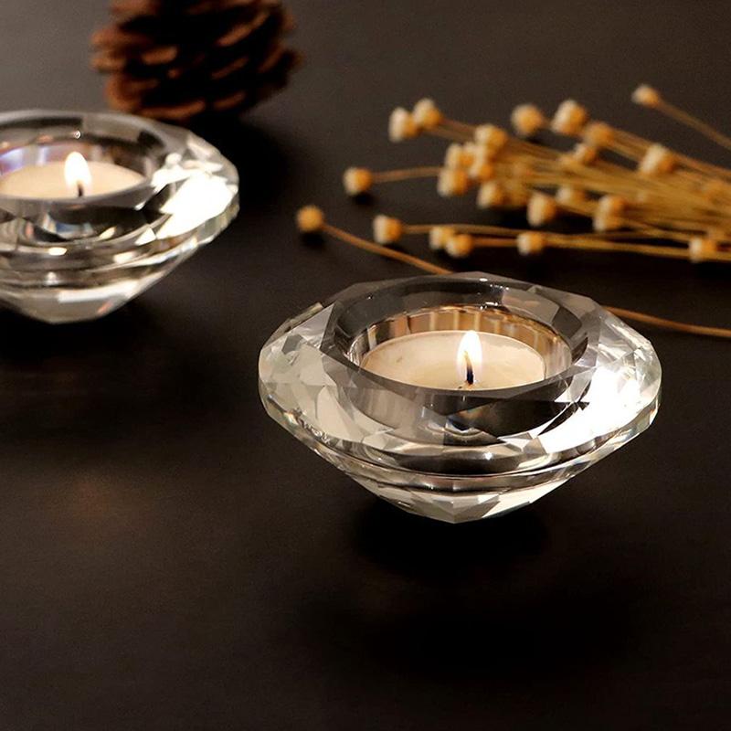 Crystal Glass Candle Holders Transparent Cup Candlestick Party Wedding Centerpiece Dining Table Decoration Desktop Home Decor