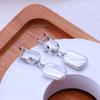 LSOOYH Natural Freshwater Big Irregular Baroque Pearl Earrings For Women Fashion Silver Color Drop Earrings Birthday Gifts